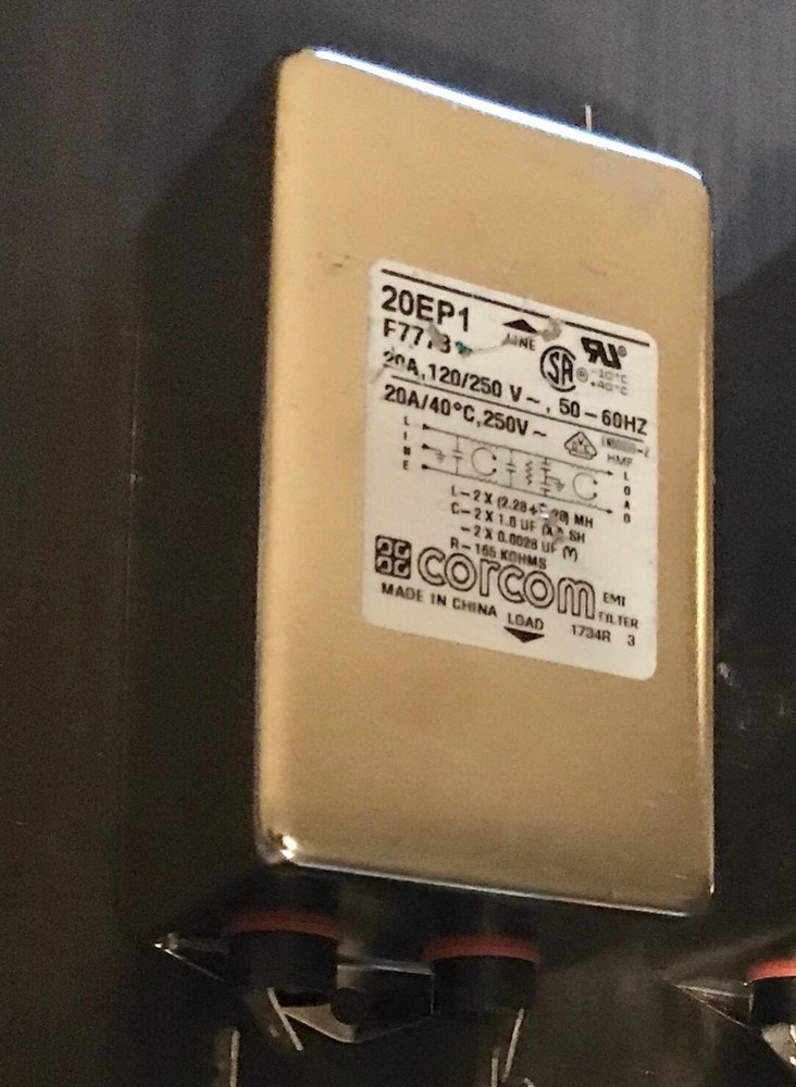 CORCOM 20EP1 RF1 POWER LINE FILTER 20A, 120/250VAC