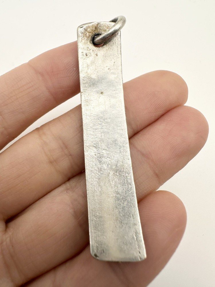 Tibetan Silver Engraved Bar Pendant