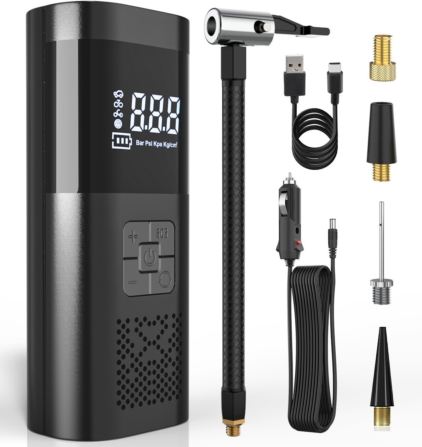 Car Bike Tire Inflator Pump Portable Battery Rechargeable Air Compressor Digital