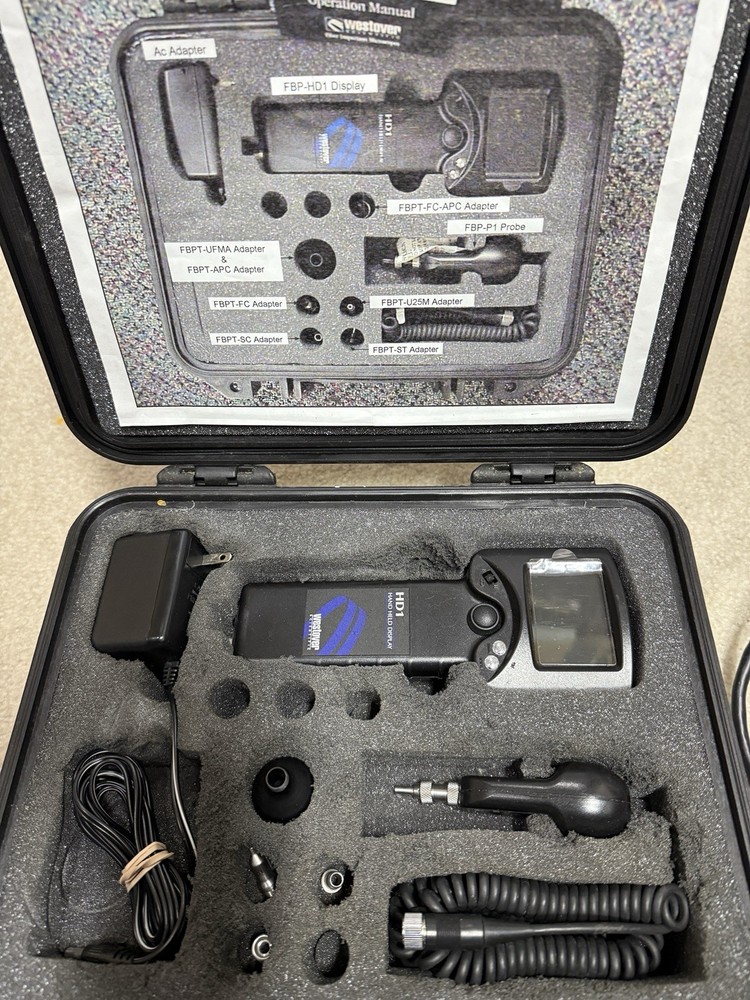 Westover/JDSU/Viavi Fiber inspection scope Universal/SC/LC/E2000 tips, Case Etc.