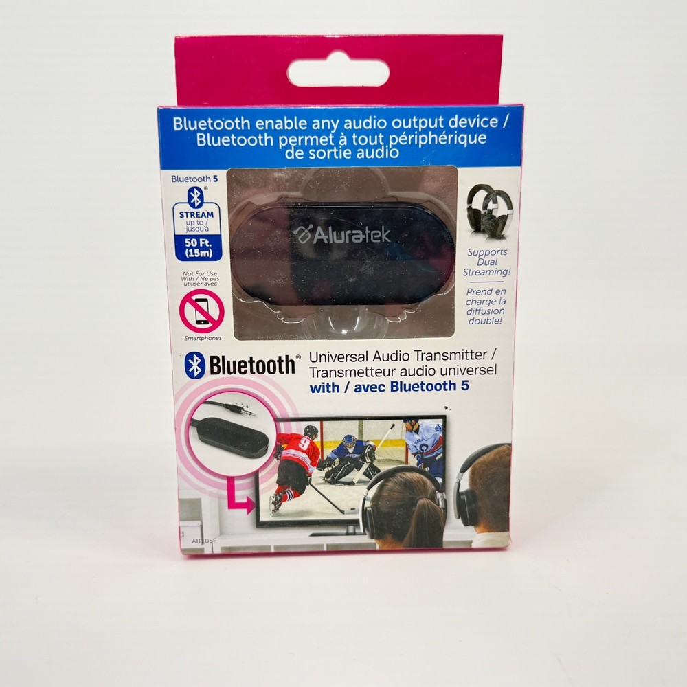 Aluratek Universal Audio Transmitter Instant Bluetooth ABT05F New in Box