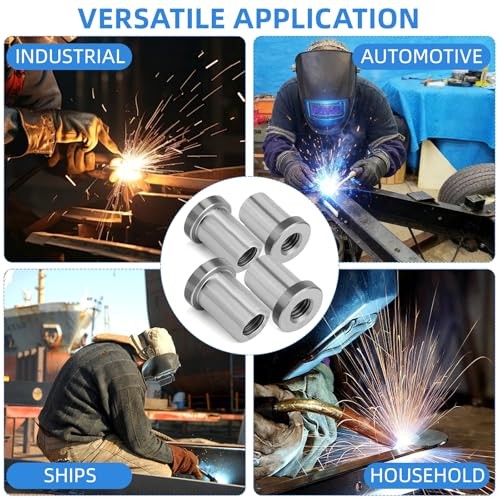 4pcs Weld-On Nuts, 1/2"-13 Thread Long Threaded Stepped Female 4PCS 1/2"-13