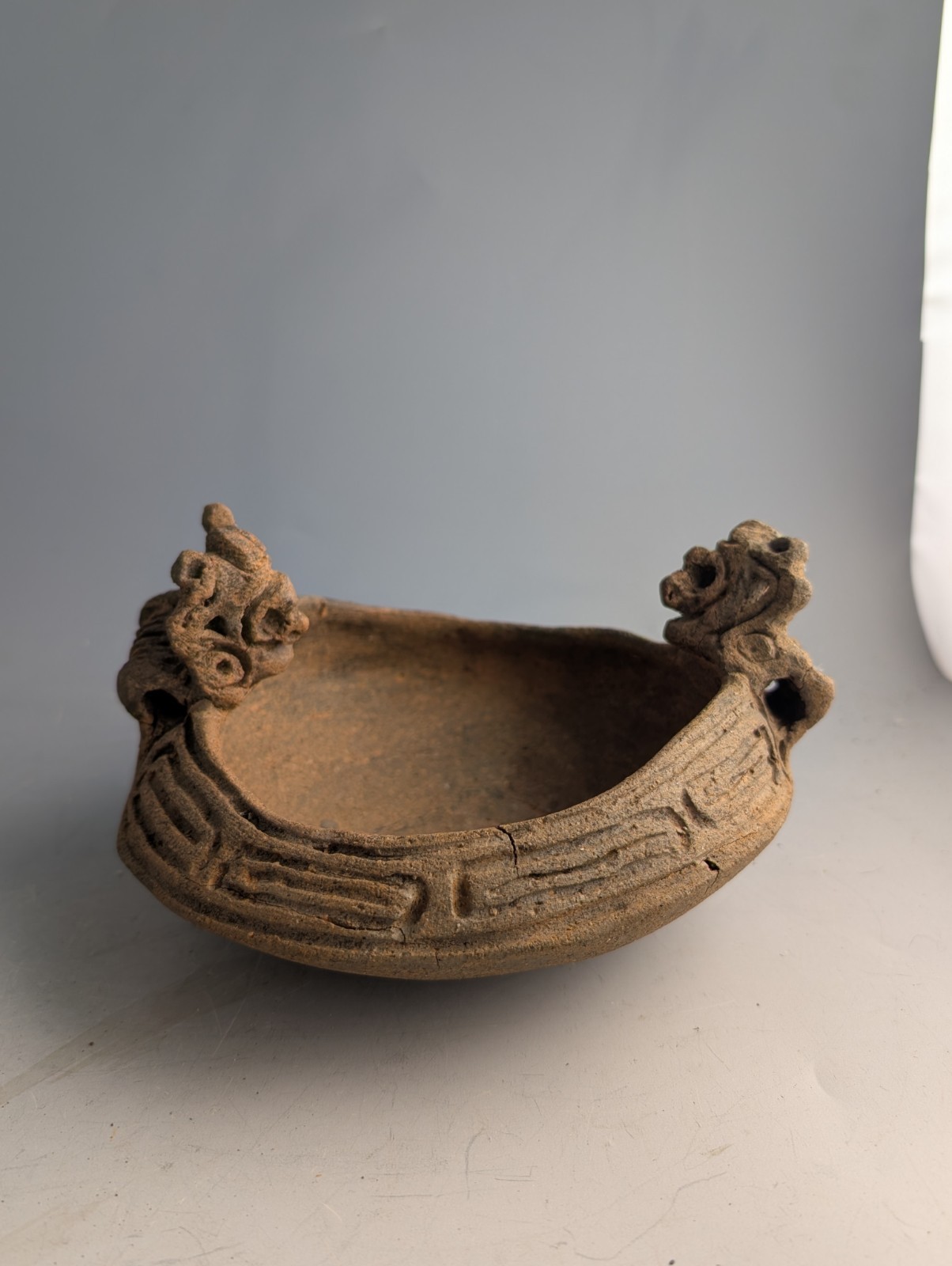 PRE COLUMBIAN TAINO POTTERY EFFIGY BOWL