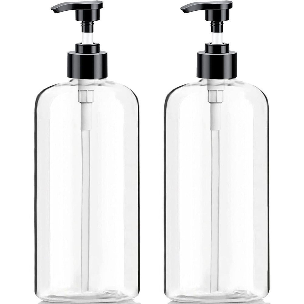 Empty Plastic Pump Bottles Dispenser 2 Pack 32Oz/ 1 Liter Portable Clear