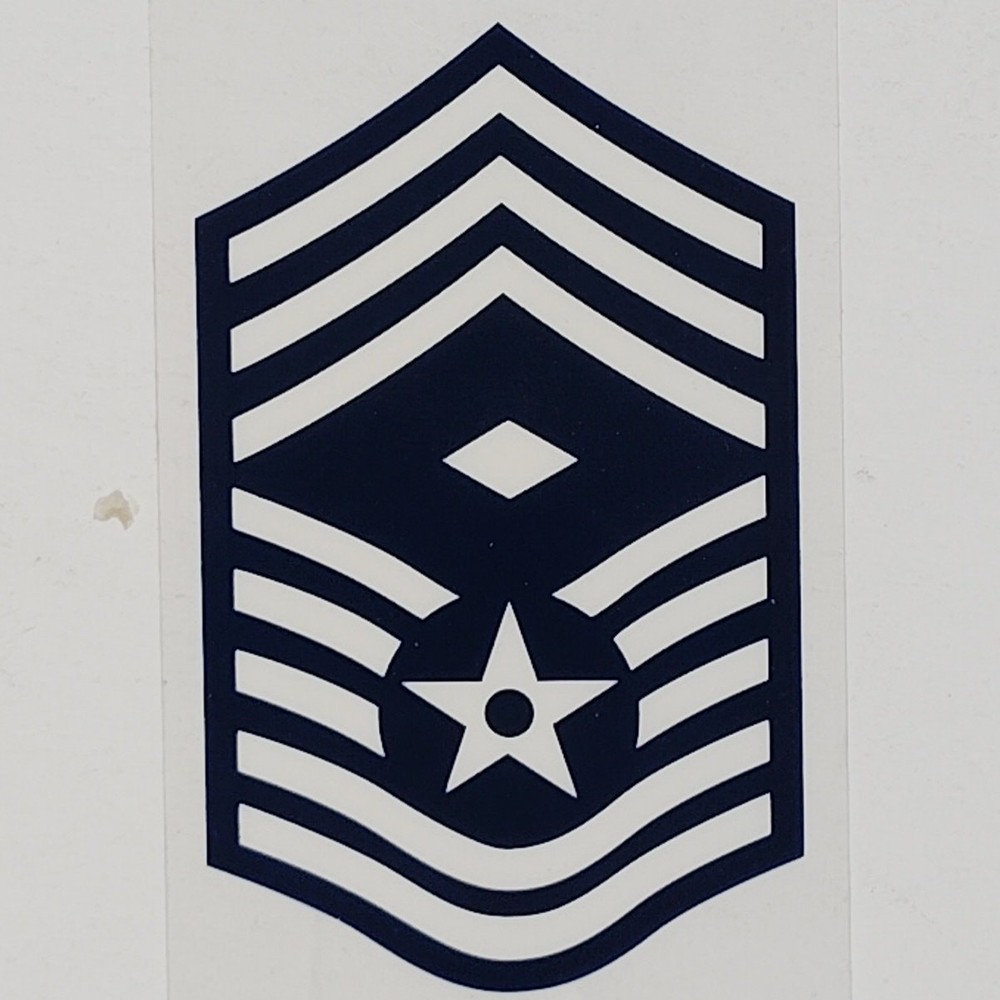 USAF Chief Master Sergeant First Sergeant (E-9) Mylar Vinyl Decal – 2.25" x 3.5"