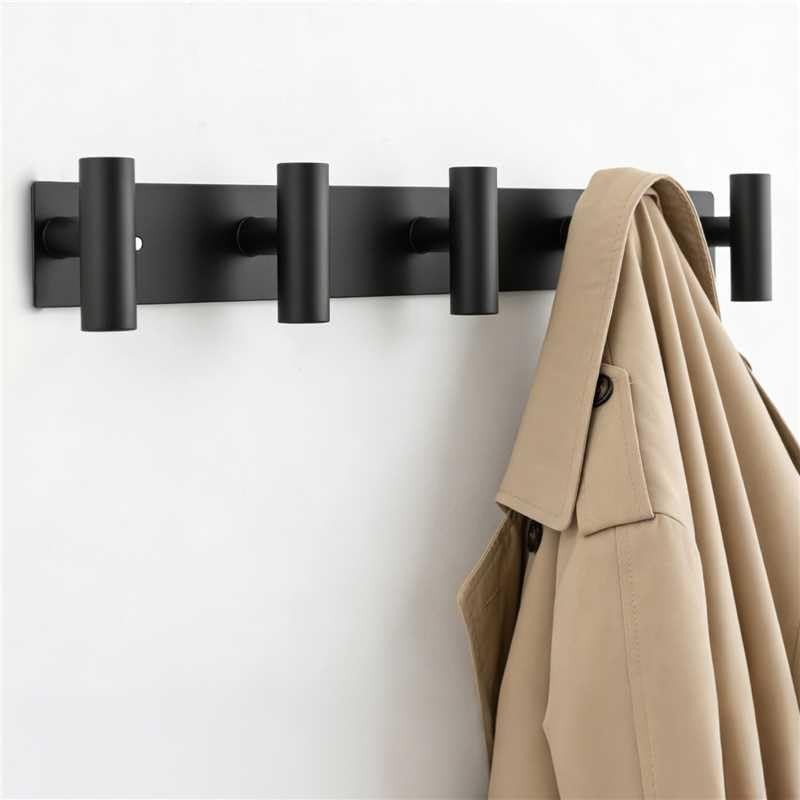 Coat Hooks Wall Mounted Coat Rack – 5 T-Shaped Towel Rack 1 Pack Black T type