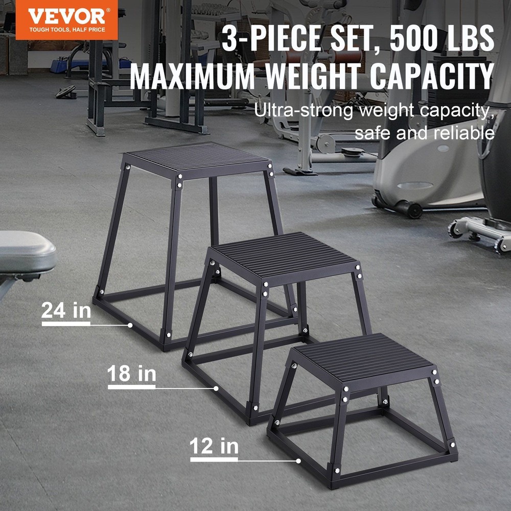Versatile 12/18/24in Jump Platform Stackable Design Full-Body Workout Equipment