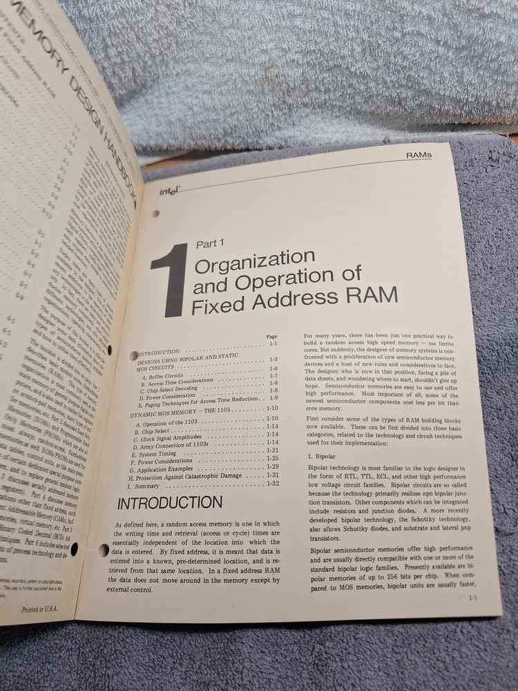 The Intel Memory Design Handbook August 1973 Vintage Computing Chips Ram Rom