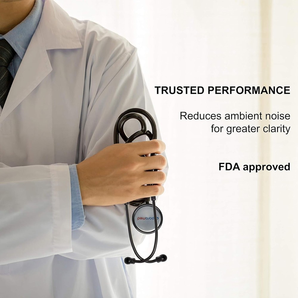 Versatile 360° Dual-Head Stethoscope with 4 Eartips & Extra Diaphragm - 29.5in