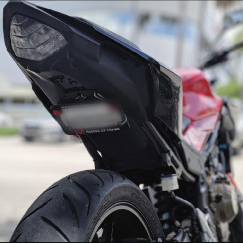 Motorcycle Black License Plate Bracket Universal Rear Tail Light Holder Mount