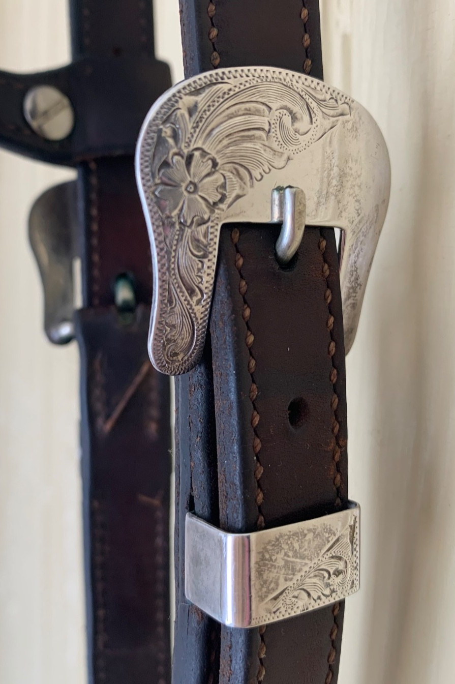 VOGT Sterling Silver Horse Show SLIDING ONE EAR HEADSTALL Leather Western Bridle