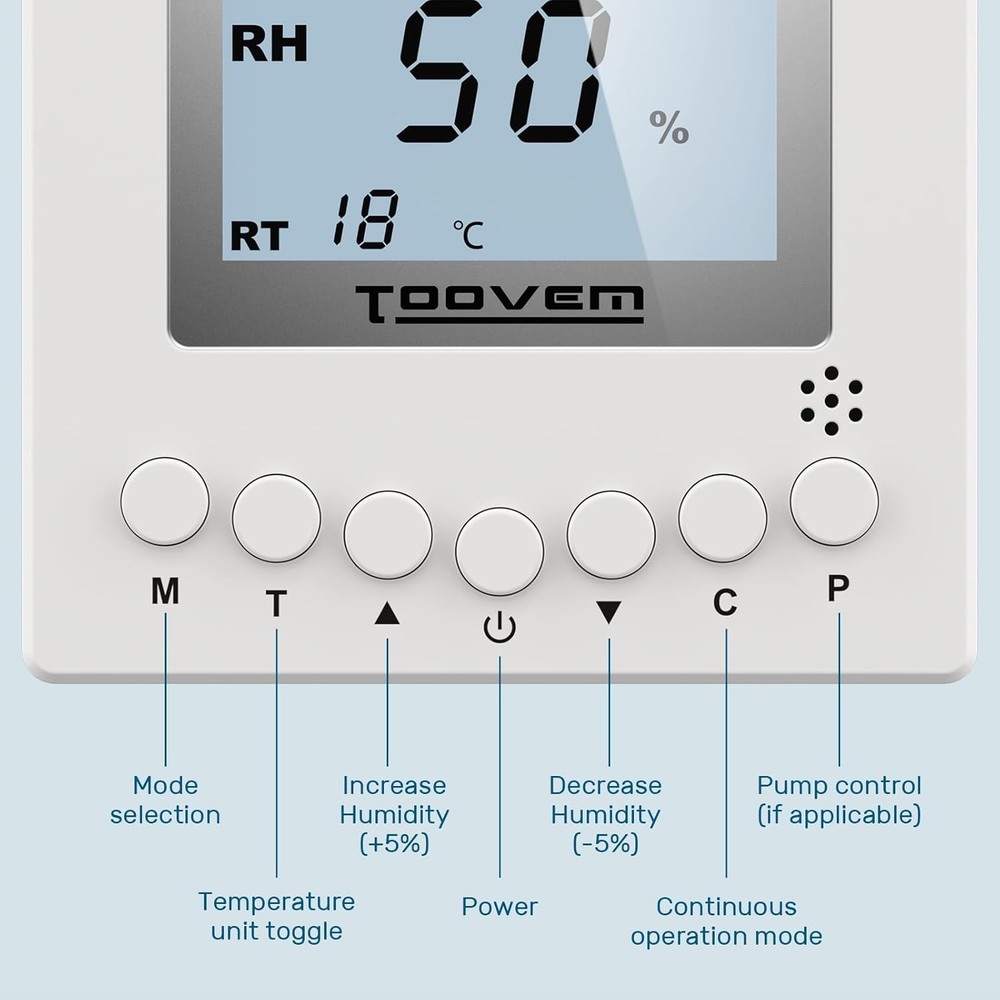 Toovem Remote Controller for ARGENDON Dehumidifier Digital Humidity, Temperature
