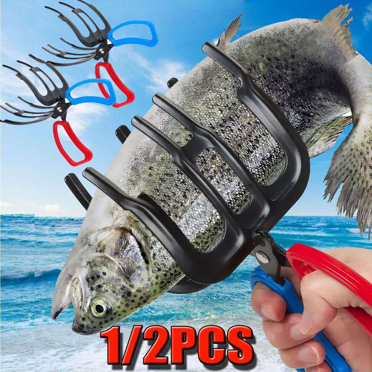 1~2PCS Fishing Plier Gripper Metal Fish Control Clamp Claw Tong Grip Tackle Tool