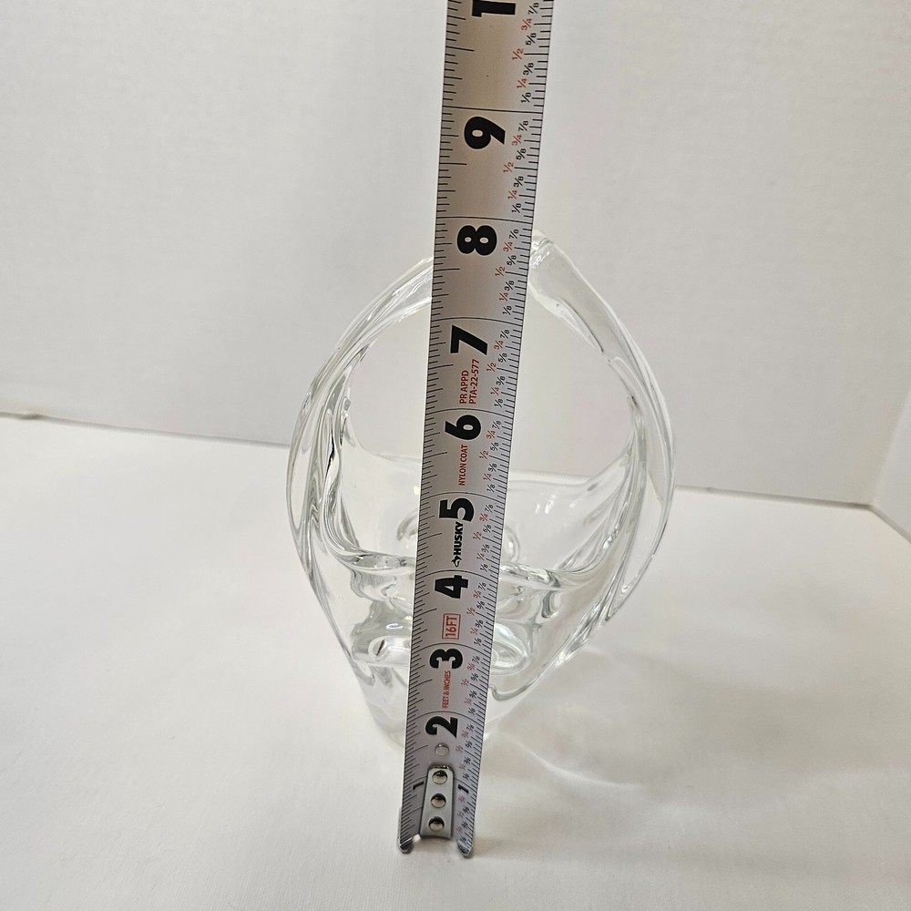 Clear Crystal Basket Split Handled Glass Vase Candy Holder