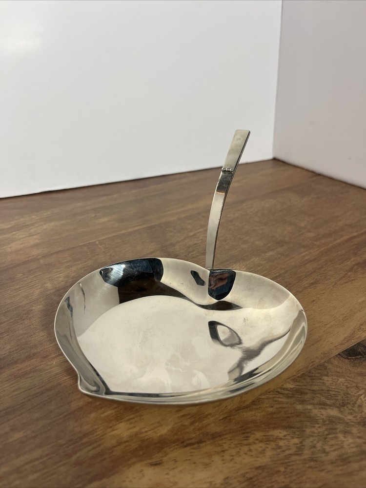 Vintage Heart Leaf Shape Dish Silver Plated Unmarked