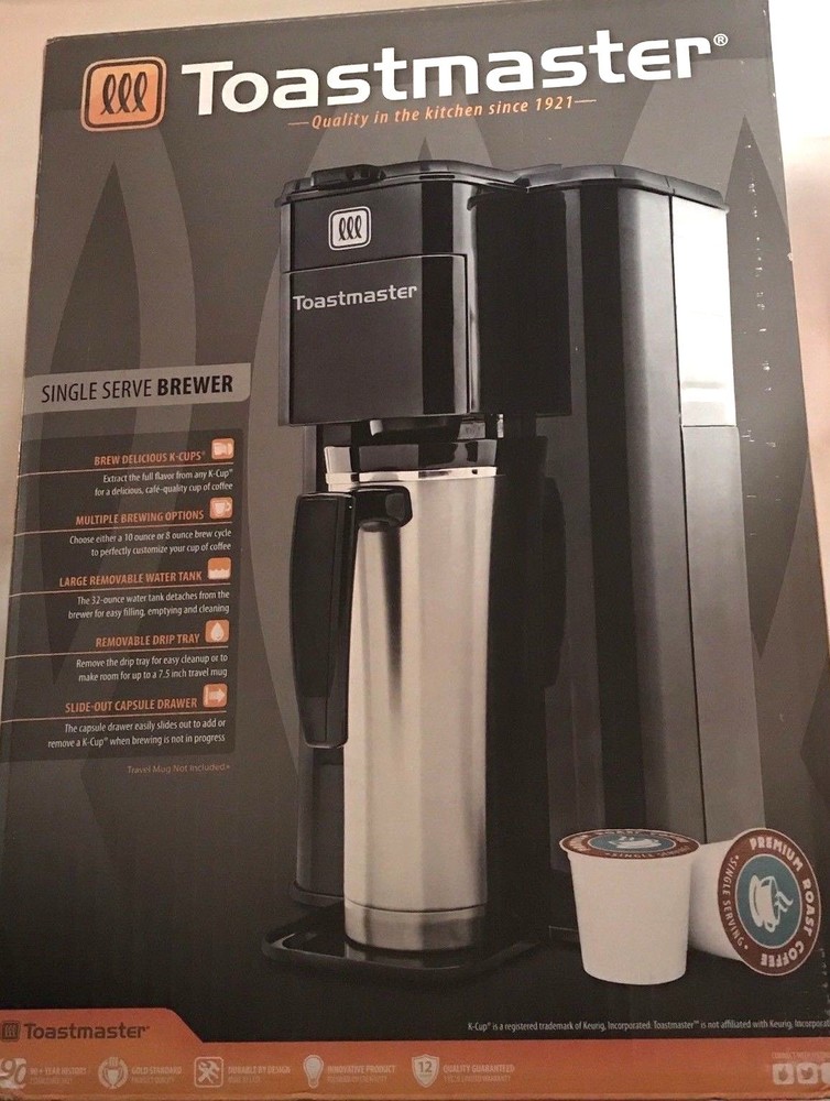 Toastmaster Single Serve Coffee Maker Brewer with Permanent Mesh Filter - Black