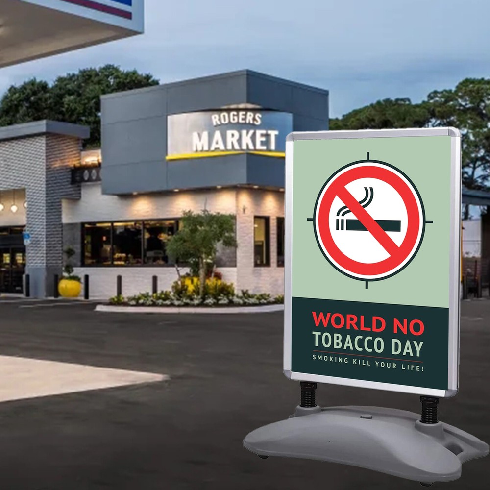 poster display rack 23" x 33", double-sided, water injection base with spring