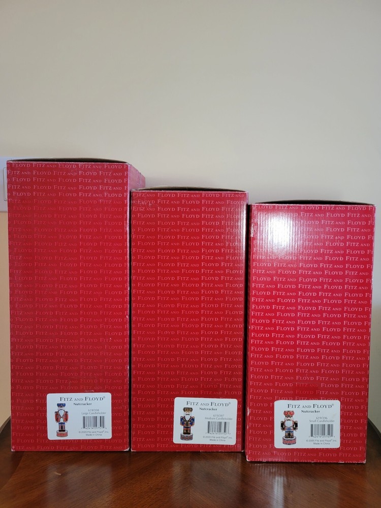 FITZ & FLOYD CLASSICS NUTCRACKER CANDLEHOLDER CANDLE HOLDER SET OF 3