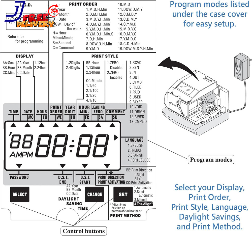 Lathem 1600e Time Clock Punch Machine & Document Stamp Time Keeping System with