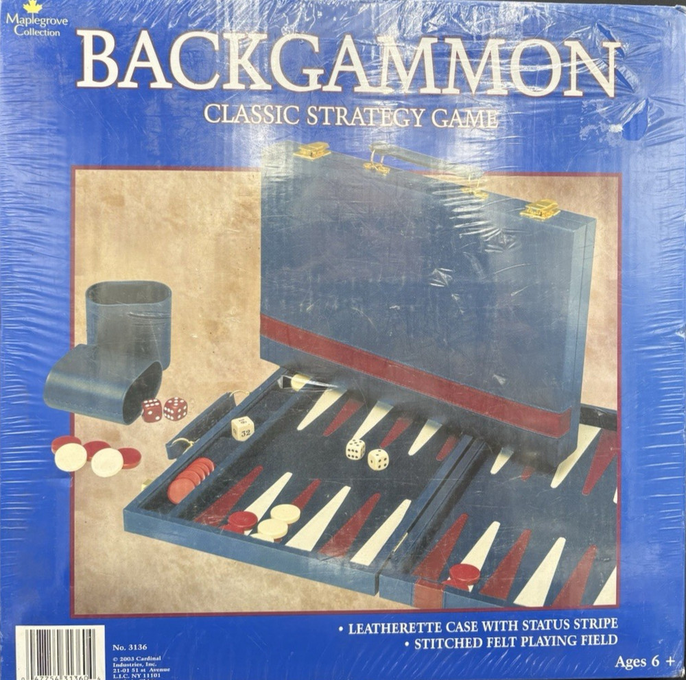 Vtg Backgammon Set Maplegrove Collection Stitched Felt Field & Leatherette Case