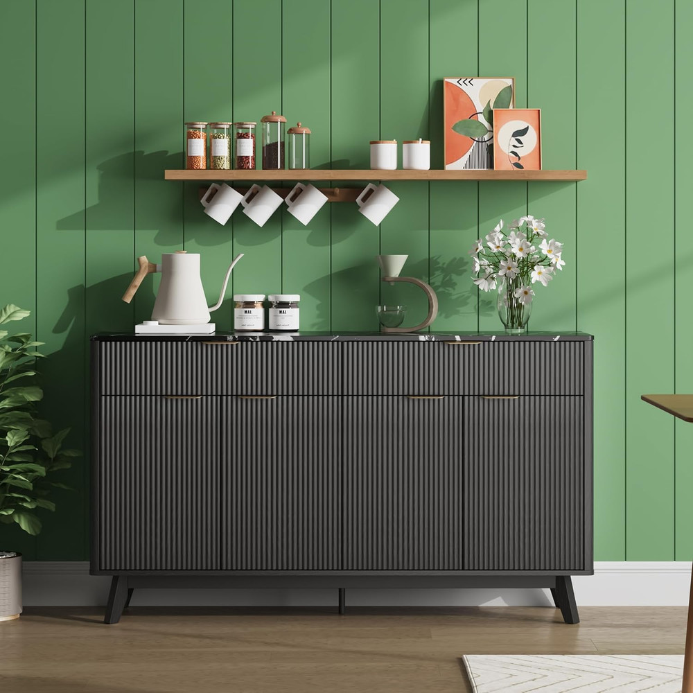 60'' Sideboard Buffet Storage Cabinet with 2 Drawers 4 Doors & Adjustable Shelve