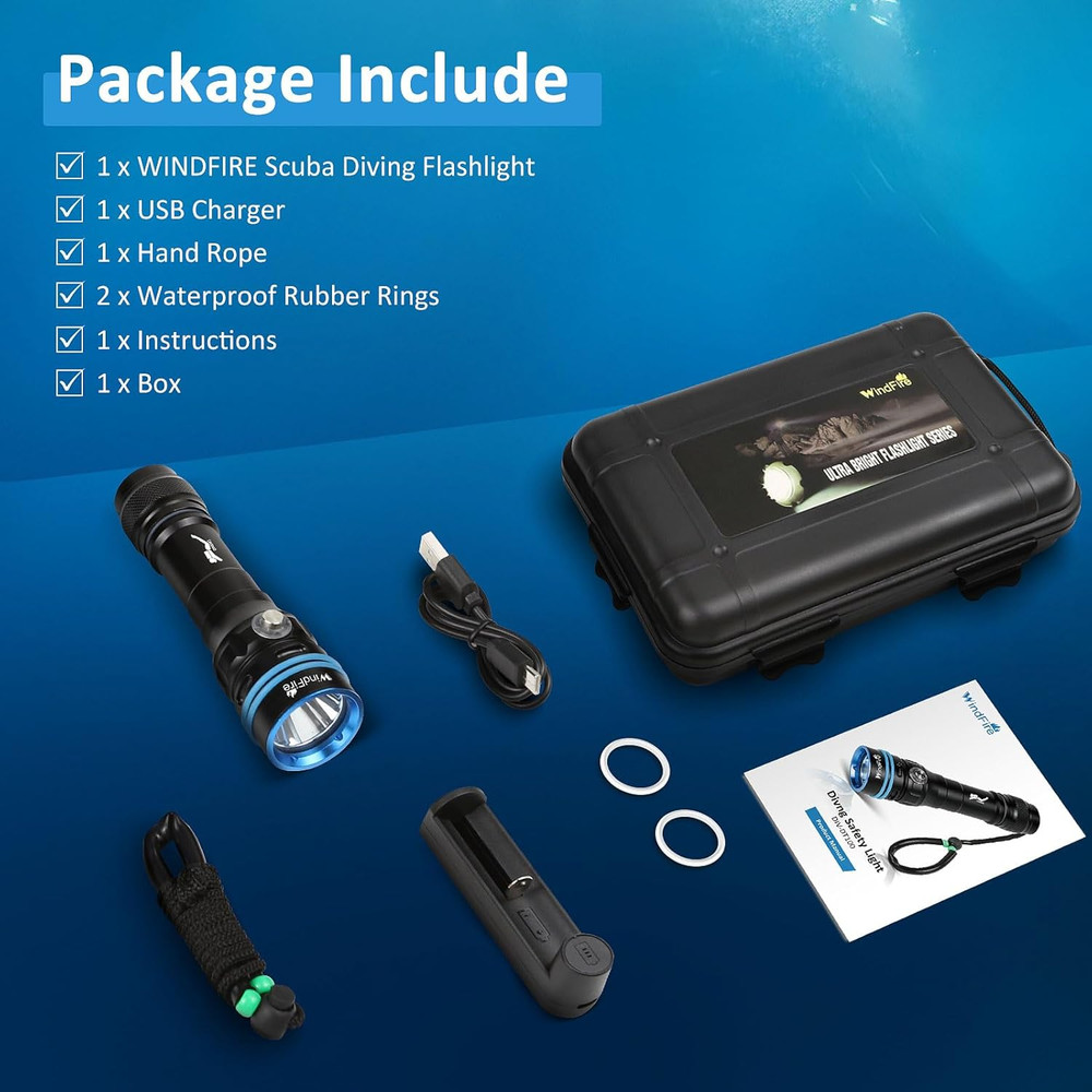 Scuba Diving Flashlight - Super Bright LED Dive Light by , IPX8 Waterproof 50 M