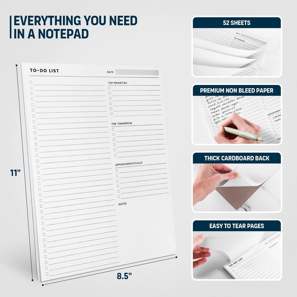To Do List Notepad: With Multiple Functional Sections - Large Size 8.5x11" 52...