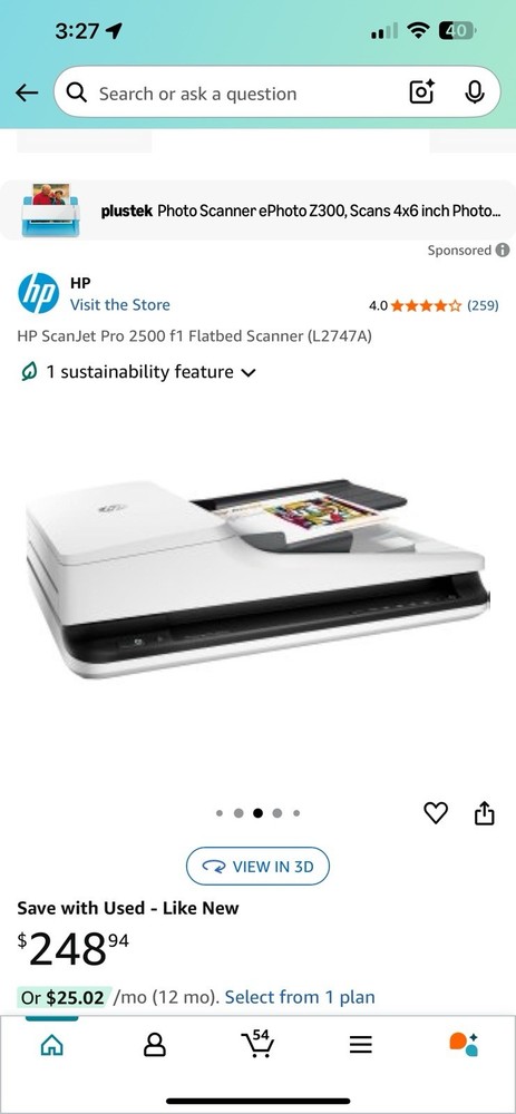 HP ScanJet Pro 2500 F1 Flatbed Scanner - White