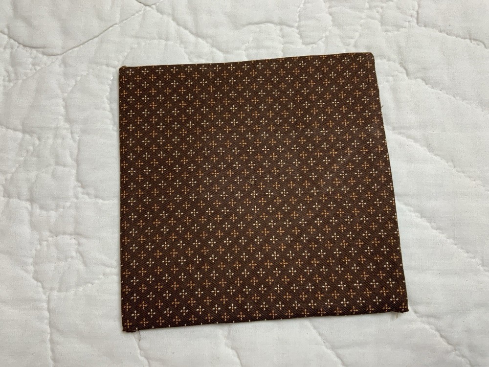 Antique Patchwork Quilt Table Topper, Early Calico Prints, Triangles, Brown