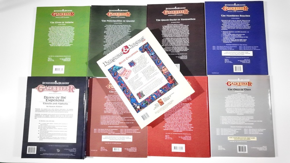 BUNDLE 1 BECMI Rules Cyclopedia + Gazetteer Basic Dungeons Dragons 9 Books
