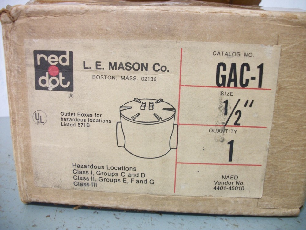 RED DOT 1/2" 2-WAY OUTLET BOX GAC1 NIB