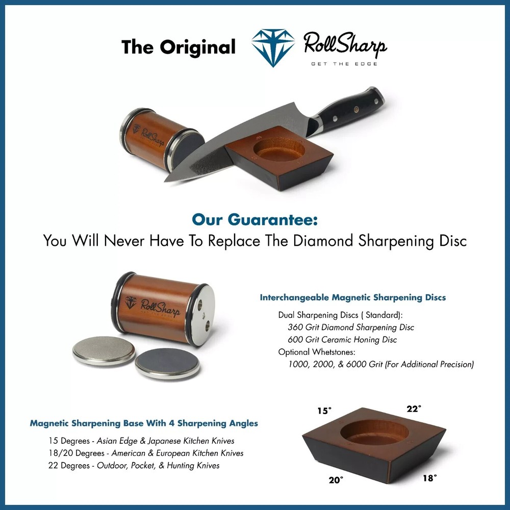 Original RollSharp - Rolling Knife Sharpener Get the Edge - Sharp Kitchen Knives