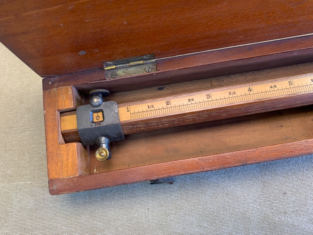 ANTIQUE 26" BEAM COMPASS ASTON MANDER 1917. NICE CASE