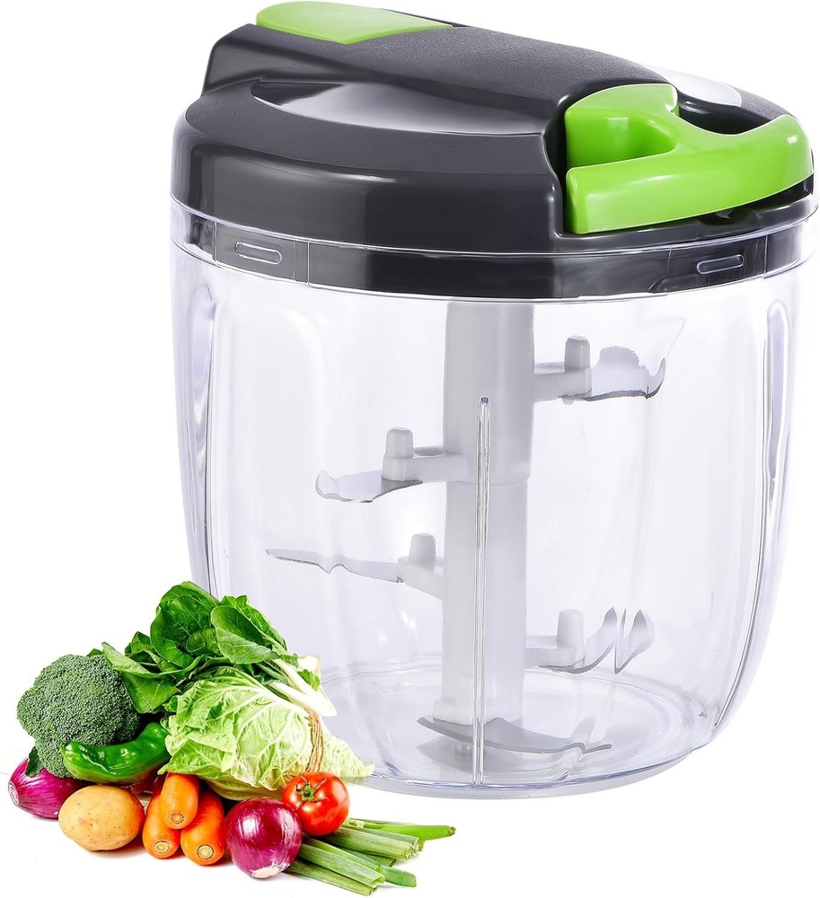Manual Food Processor Vegetable Chopper, Portable Hand Pull String Garlic Mincer