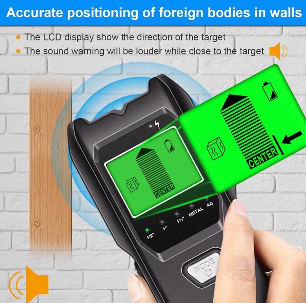 5-in-1 Wall Scanner Stud Finder Beam Detector with Smart Sensor Open Box