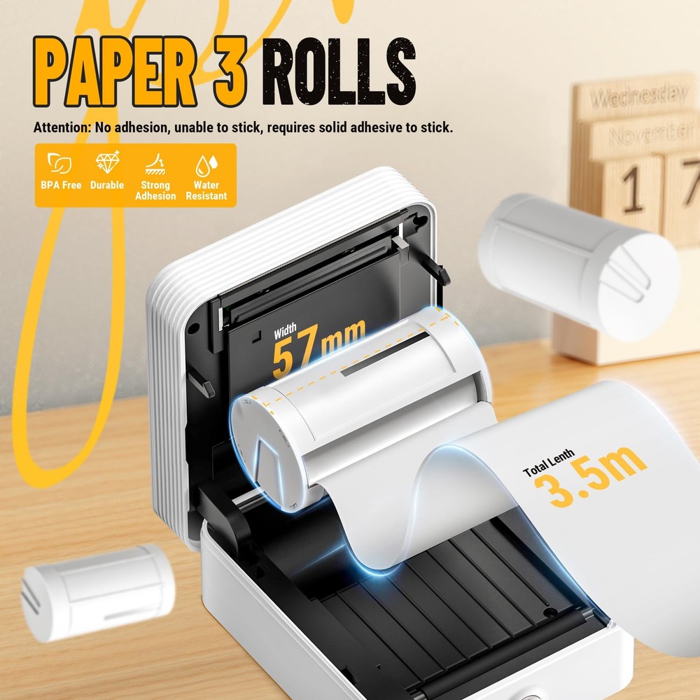 Genuine Self-Adhesive Thermal Printer Stickers, Compatible with PM230 Mini St...