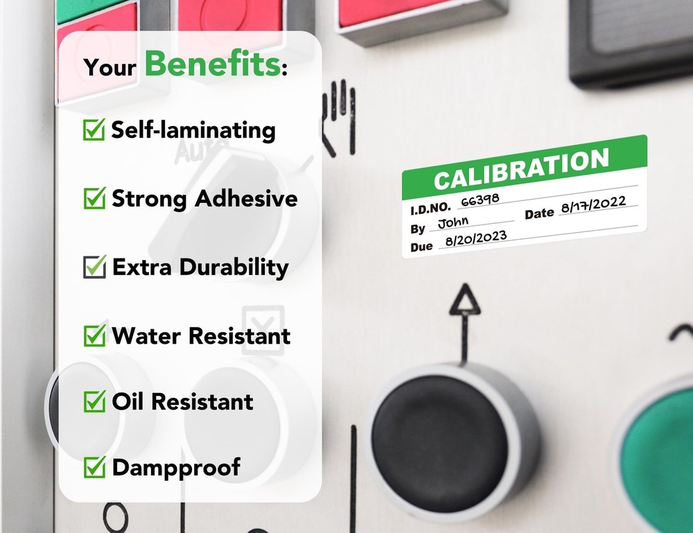 Self-Laminating Calibration Labels, Waterproof Write-On Adhesive Calibration ...