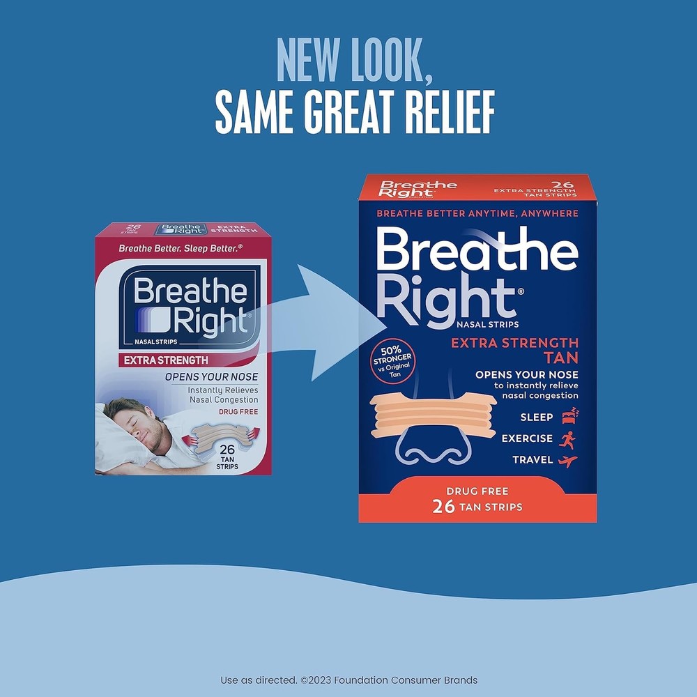 Breathe Right Extra Strength Tan Nasal Strips 26Ct