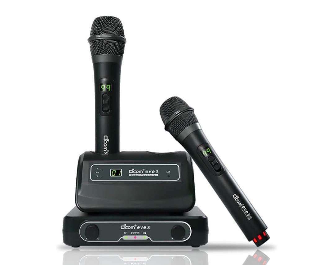 D'COM eve3 - Black Professional Wireless Karaoke Microphone System Dcom Mic