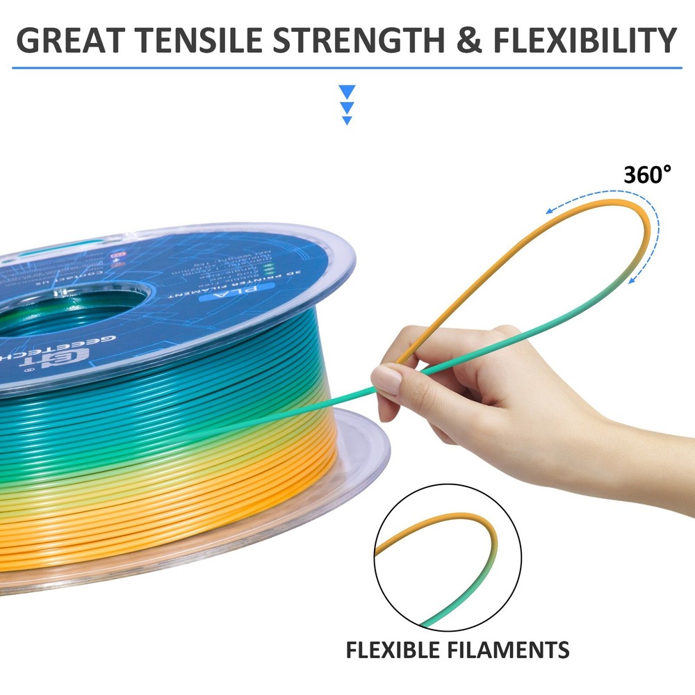 Geeetech PLA 3D Printer Filament 1.75mm 1KG Gradient Multicolor PLA Consumable