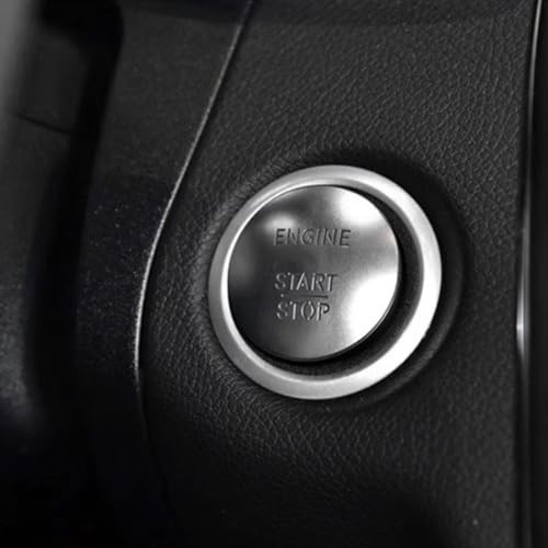 Car Keyless Start Stop Push Button Engine Ignition Switch Cover Silver