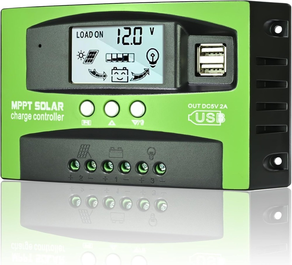 Efficient 30A MPPT Solar Charge Controller with LCD – Safe for All Batteries