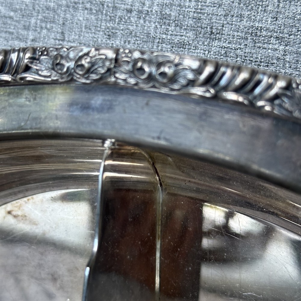 Vintage Henley Oneida Silverplate Divided Serving Dish Acorn Trim Oval Heavy