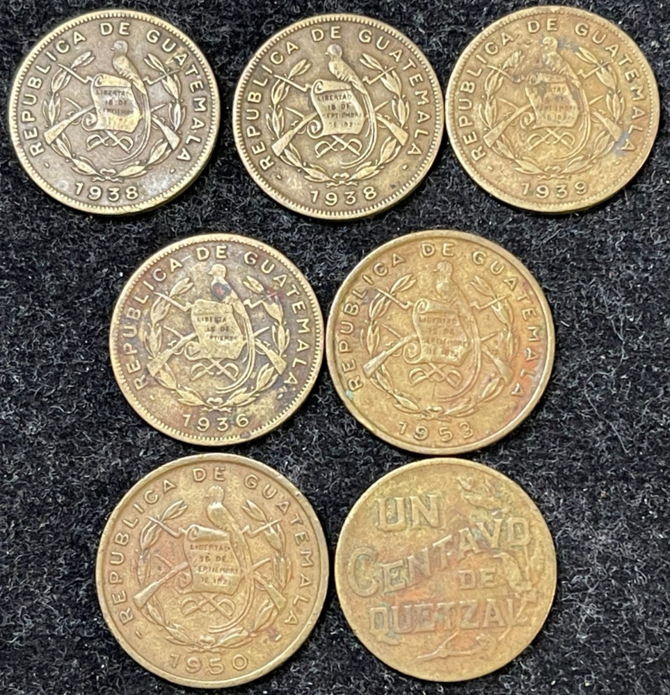 Assorted Early Guatemala 7 Coins Lot Great Condition High Value