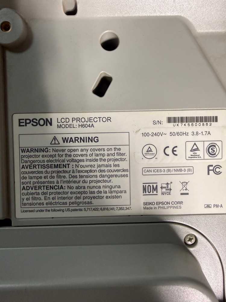Epson PowerLite 580 3LCD Projector Model H604A
