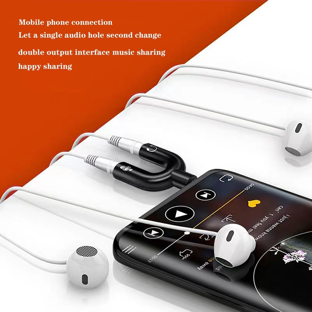 Sairps Headphone mic Splitter Mini U Shape Stereo trrs Black