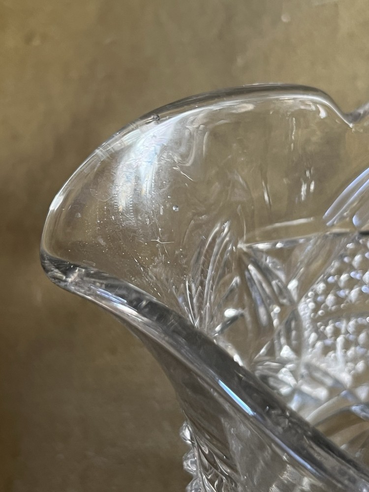 VINTAGE PRESSED GLASS WATER PITCHER W/PINEAPPLE PATTERN