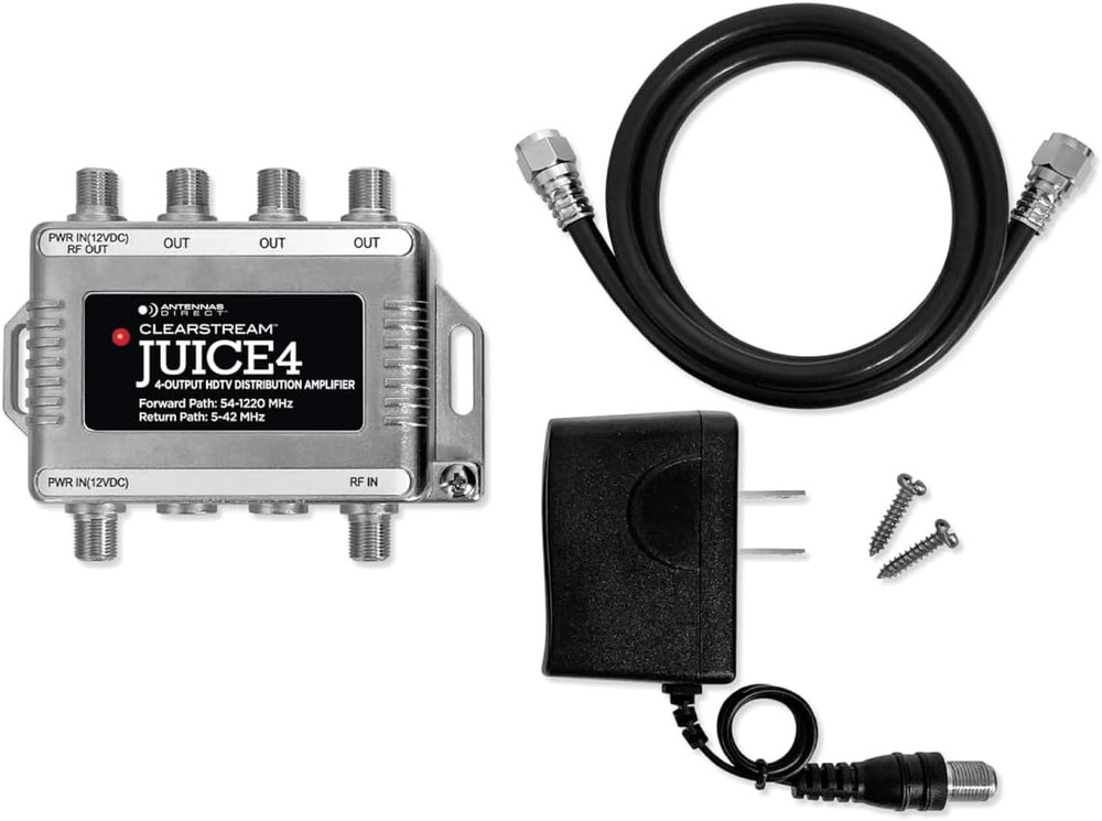 Clearstream JUICE4 Distribution Amplifier, Output to 4 Televisions, CATV Systems