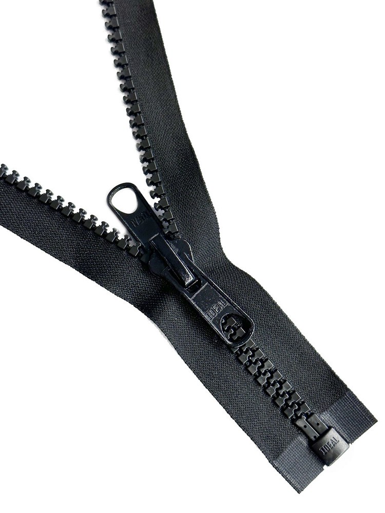 IDEAL #10 4" - 36" Plastic Marine Zippers Separating Double Long Pull-Tab Black