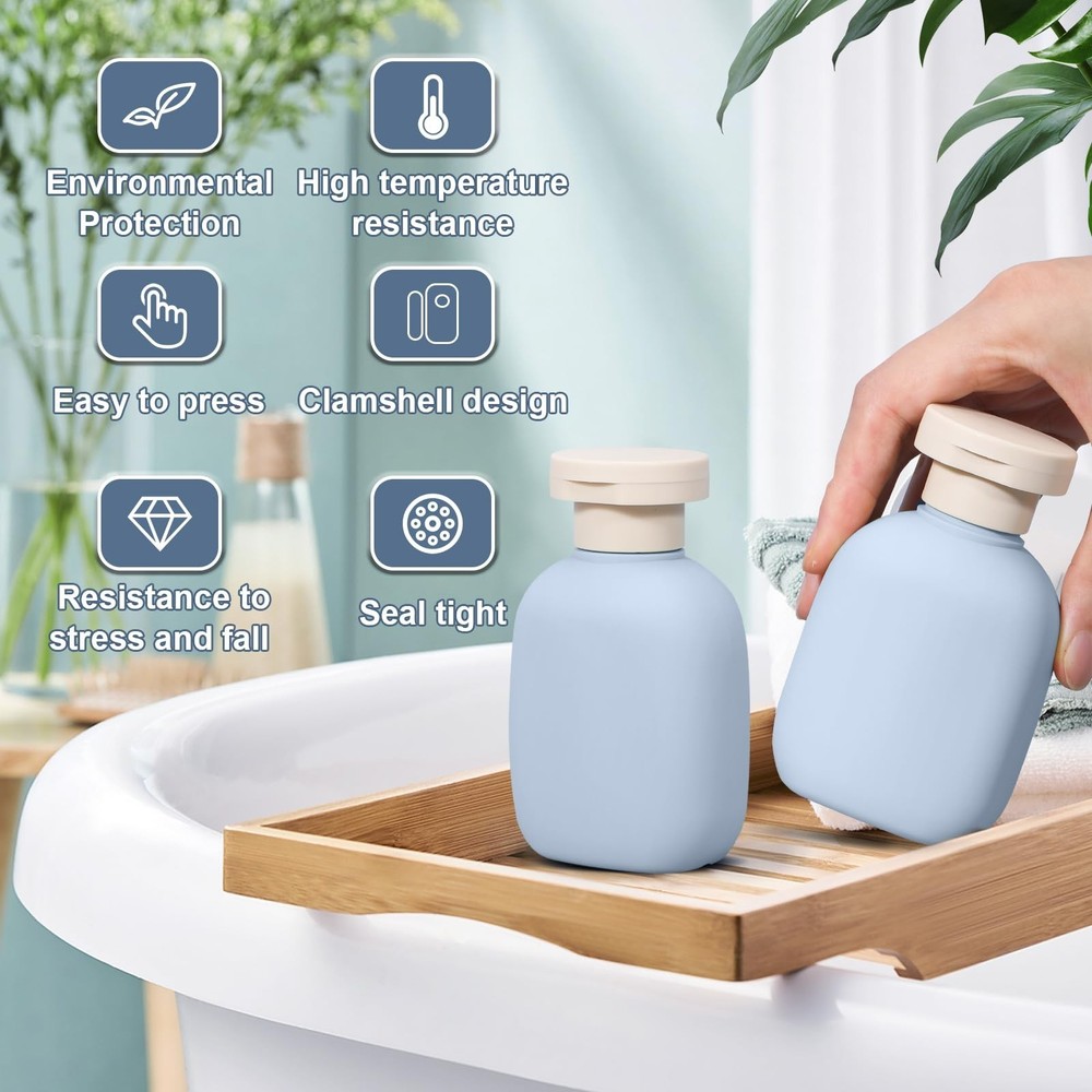 3.4 oz Small Plastic Travel Shampoo Bottles, Empty Plastic Squeeze Bottles wi...